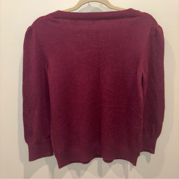 Draper James Burgundy V-Neck Plum Pullover Knit Top - Picture 4 of 8